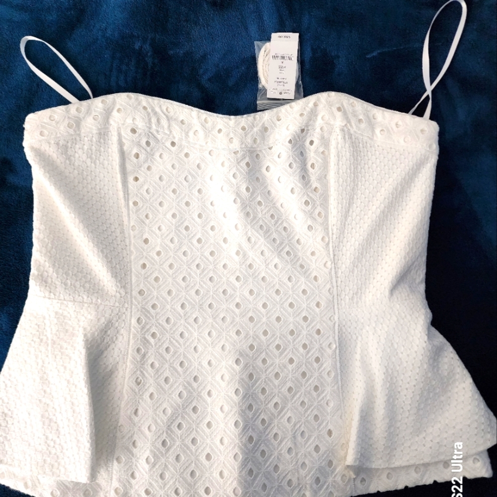 WHBM White Eyelet Bustier